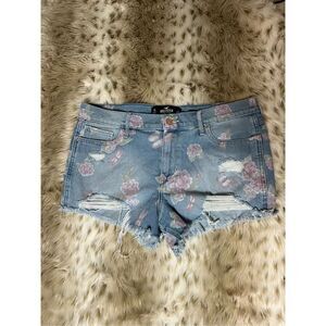 Hollister high rise short shorts floral denim cut offs - size 15